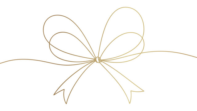 Elegant Golden Ribbon Bow on Transparent Backdrop Gift Decoration Present Festive Design