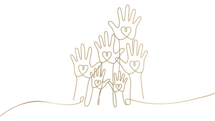 Golden Hands Together Outline on Transparent Backdrop Unity Support Community Design