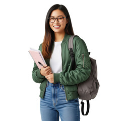 young female student with backpack
