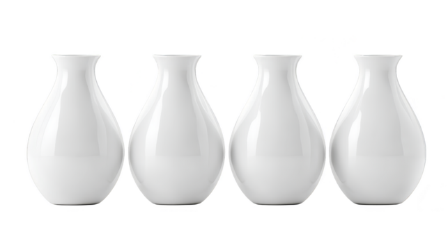 Elegant white vases, a harmonious still life composition in neutral tones.