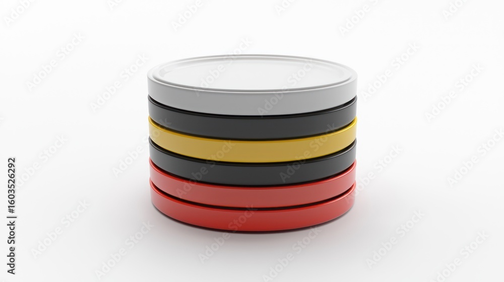 Poster 3d model of a stack of plates on white background