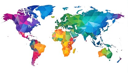 Colorful polygonal world map