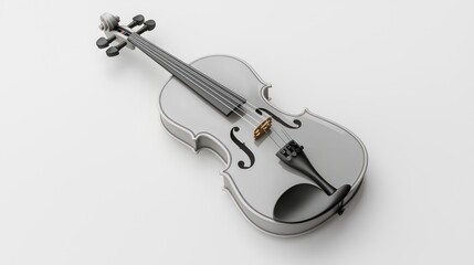 3D model of a violin with bow on white background