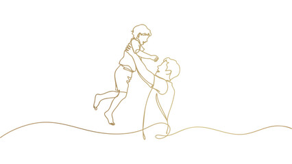 Golden People Continuous Line Drawing Vector Illustration Human Figure Abstract Art