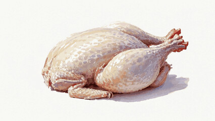 Plump Bloom whole chicken meat isolated watercolor vector illustration svg