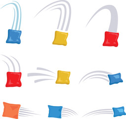 Illustration of Flying Beanbag Thrown Cornhole Game Collection