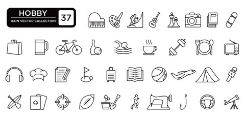 Hobby collection, editable and resizable vector icon templates.