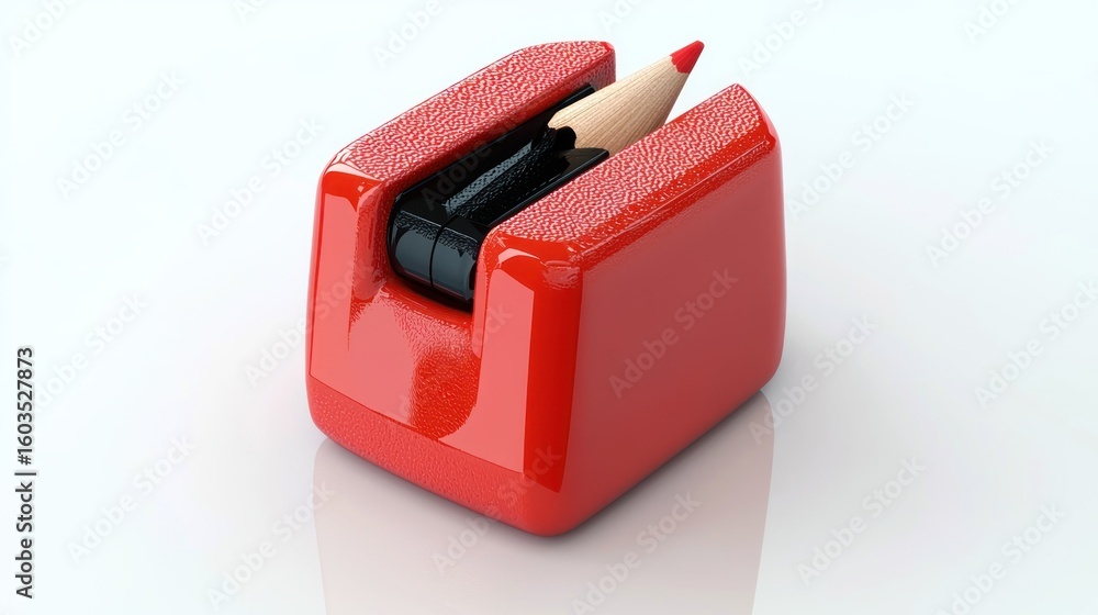 Poster 3d object of a pencil sharpener on white background