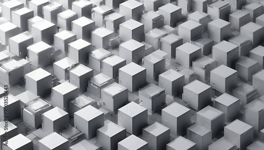 Poster abstract 3d cube composition with geometric design, modern architecture and technology concepts