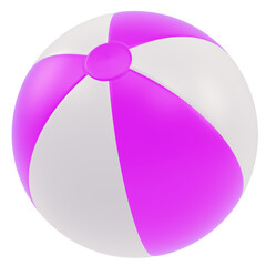 Purple beach ball 3d render icon in cartoon plastic style minimal isolated on transparent white background
