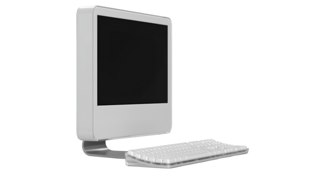 A modern desktop computer setup featuring a sleek monitor and keyboard.