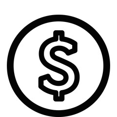 Obraz premium Simple dollar currency symbol in a circle. Financial and business line icon.
