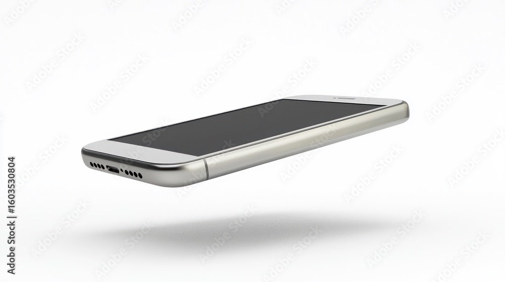 Poster 3d render of a modern smartphone floating on white background