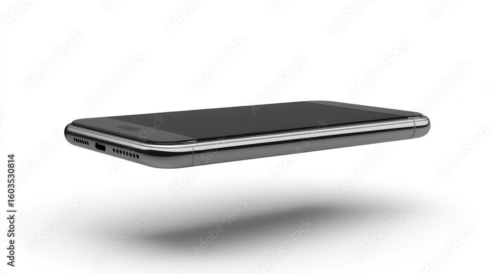 Poster 3d render of a modern smartphone floating on white background