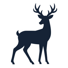 Deer Icon Silhouette Vector Art Illustration on White Background