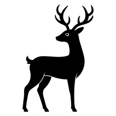 Deer Icon Silhouette Vector Art Illustration on White Background