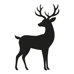Deer Icon Silhouette Vector Art Illustration on White Background