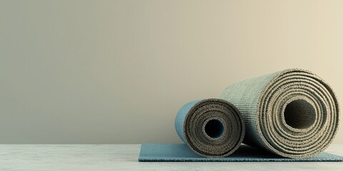 3D render of a pair of yoga mats rolled beside each other