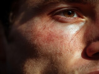 Fototapeta premium Red marks from scratching the skin have faint scratch marks and long red marks.