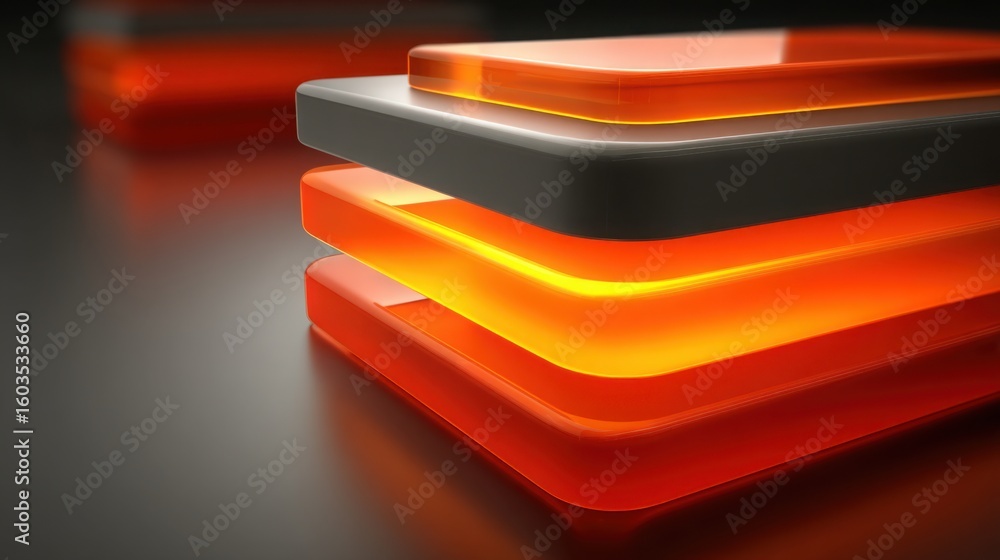 Poster stack of orange and red glass representing a productivity heatmap indicating performance and efficie