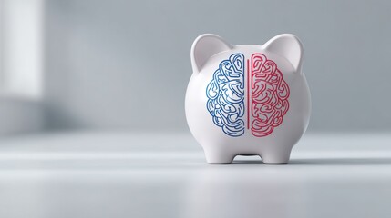 An imaginative piggy bank with a brain inside representing the fusion of savings and intellectual capital concepts