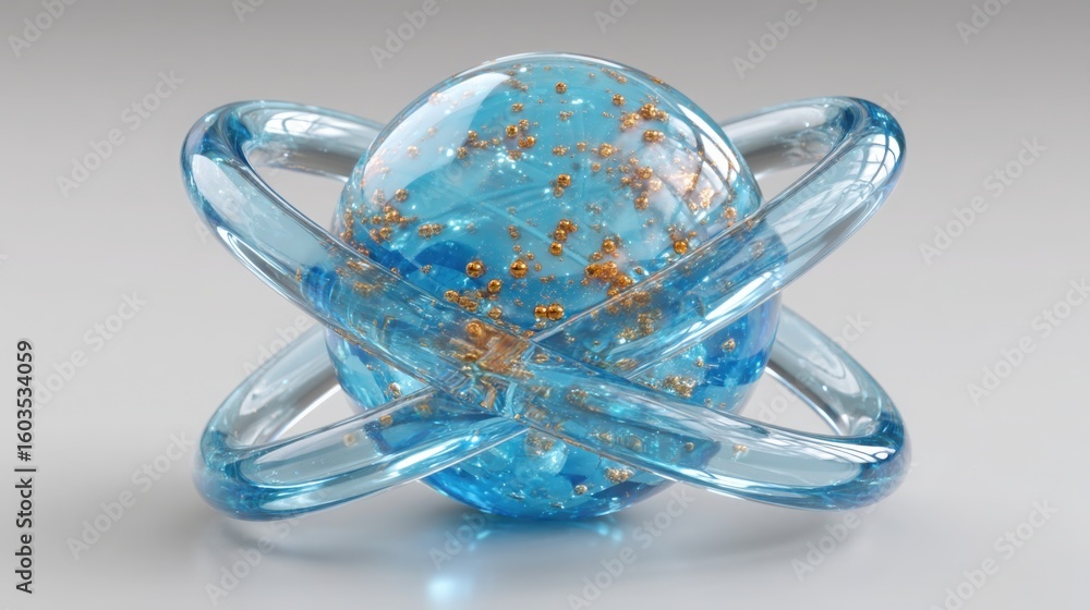 Poster transparent glass object emphasizing clarity and design in the context of quantum capital model conc