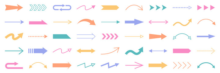 矢印のベクターイラストセット。アイコン、シンプル