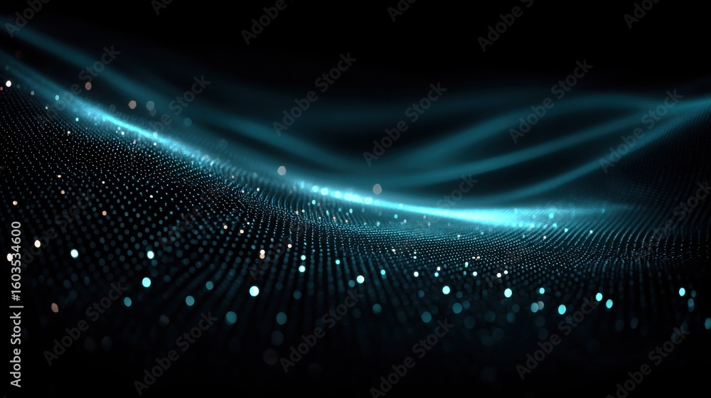 Poster dark background with illuminating light creating a quantum interest rate map icon concept in a predi