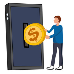 Inserting Coin into a mobile phones Illustration