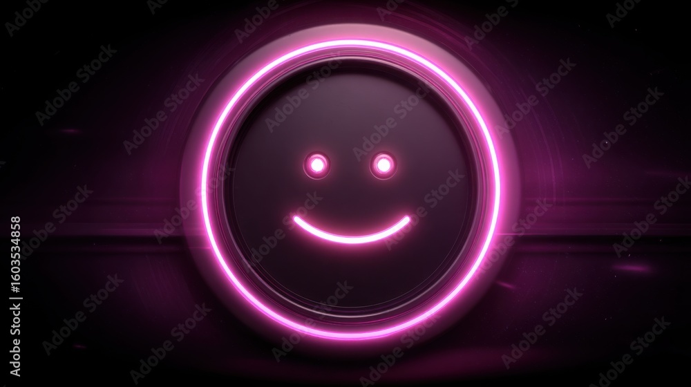 Poster smiley face icon encircled to represent positive emotion and sentiment in an engaging and modern vis