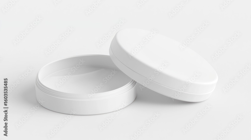 Poster 3d render of contact lens case with lid open