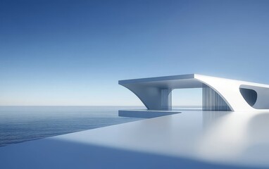 Modern Architectural Structure Overlooking the Ocean
