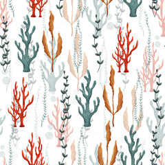 A Stunning Underwater Coral and Algae Pattern Design Featuring Vibrant Colors and Textures