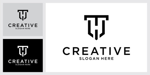TH or HT Initial letter logo design vector template