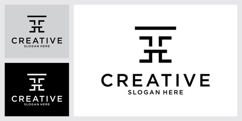TH or HT Initial letter logo design vector template