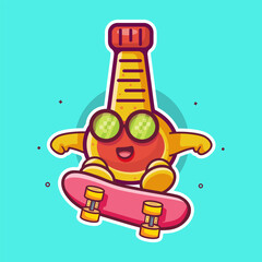 cool mayonnaise bottle character mascot playing skateboard isolated cartoon