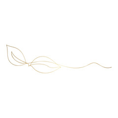 Elegant Golden Leaf Branch Vector Design Element on Transparent Backdrop for Invitations