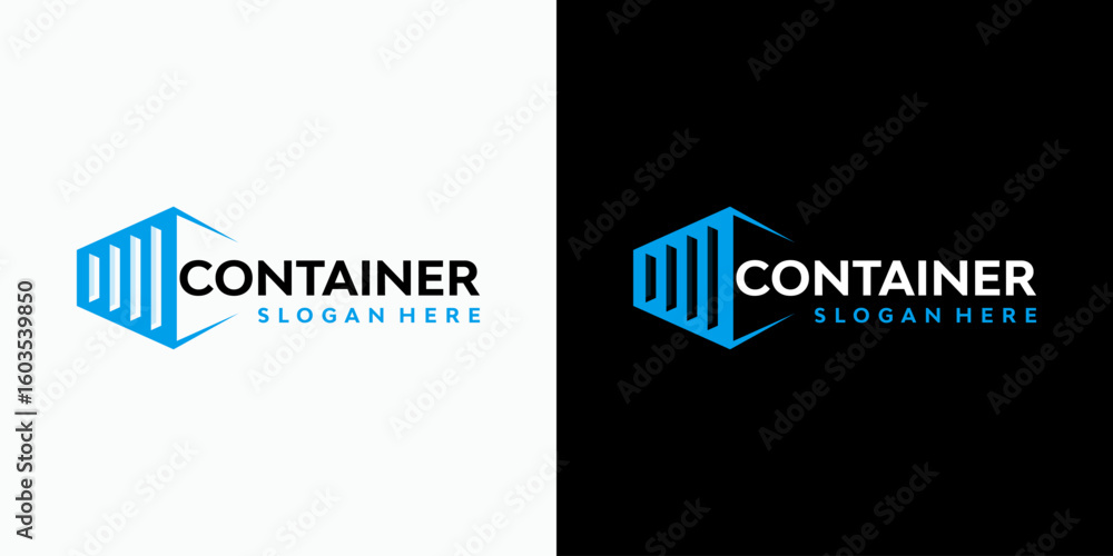 Poster vector logo design of the initial c in a container shape with a modern, simple, clean, and abstract 