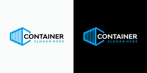 Vector logo design of the initial C in a container shape with a modern, simple, clean, and abstract style. Icon for business, shipping, logistics, and personal branding.