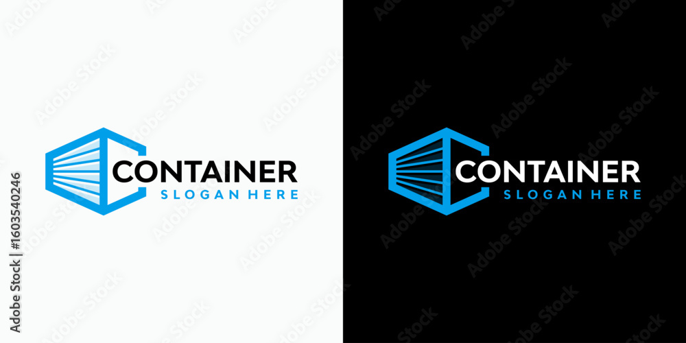 Poster vector logo design of the initial c in a container shape with a modern, simple, clean, and abstract 