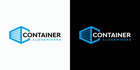 Vector logo design of the initial C in a container shape with a modern, simple, clean, and abstract style. Icon for business, shipping, logistics, and personal branding.