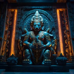 Obraz premium Detailed Ancient Sculpture Buddha Statue on Stone Platform Spiritual Art