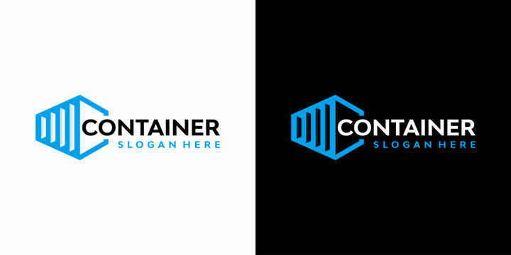 Vector logo design of the initial C in a container shape with a modern, simple, clean, and abstract style. Icon for business, shipping, logistics, and personal branding.