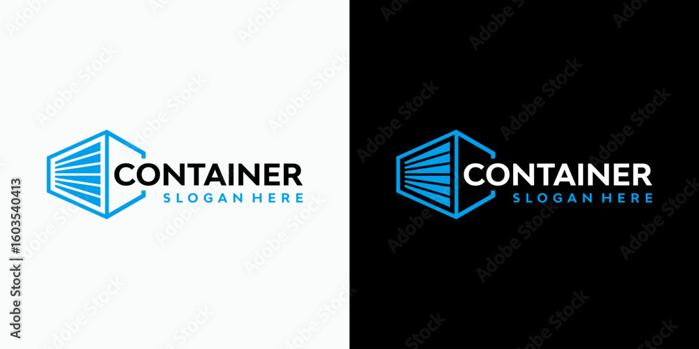 Poster vector logo design of the initial c in a container shape with a modern, simple, clean, and abstract 