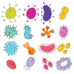 Set Microorganizm cartoon icon illustration