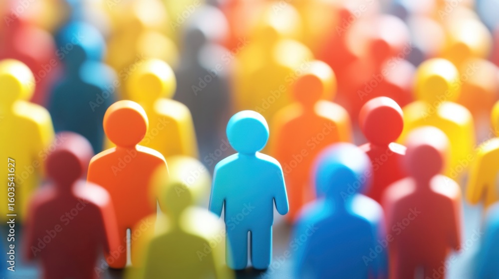 Aufkleber colorful figures representing individuals in a crowd, highlighting diversity and unity in social net