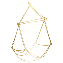 Golden Hanging Scale Icon Isolated on Transparent Background for Balance and Justice