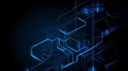 Abstract Blue Circuitry Design on Dark Background