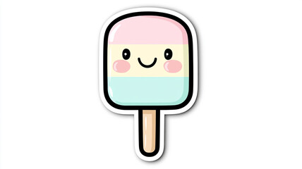Black Outline Ice Cream Daydream Sticker with smile