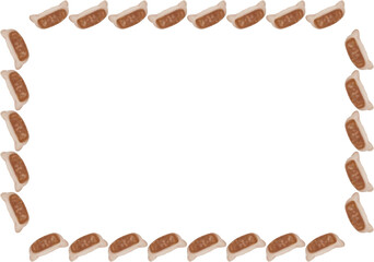 手描きの焼き餃子の可愛いフレーム